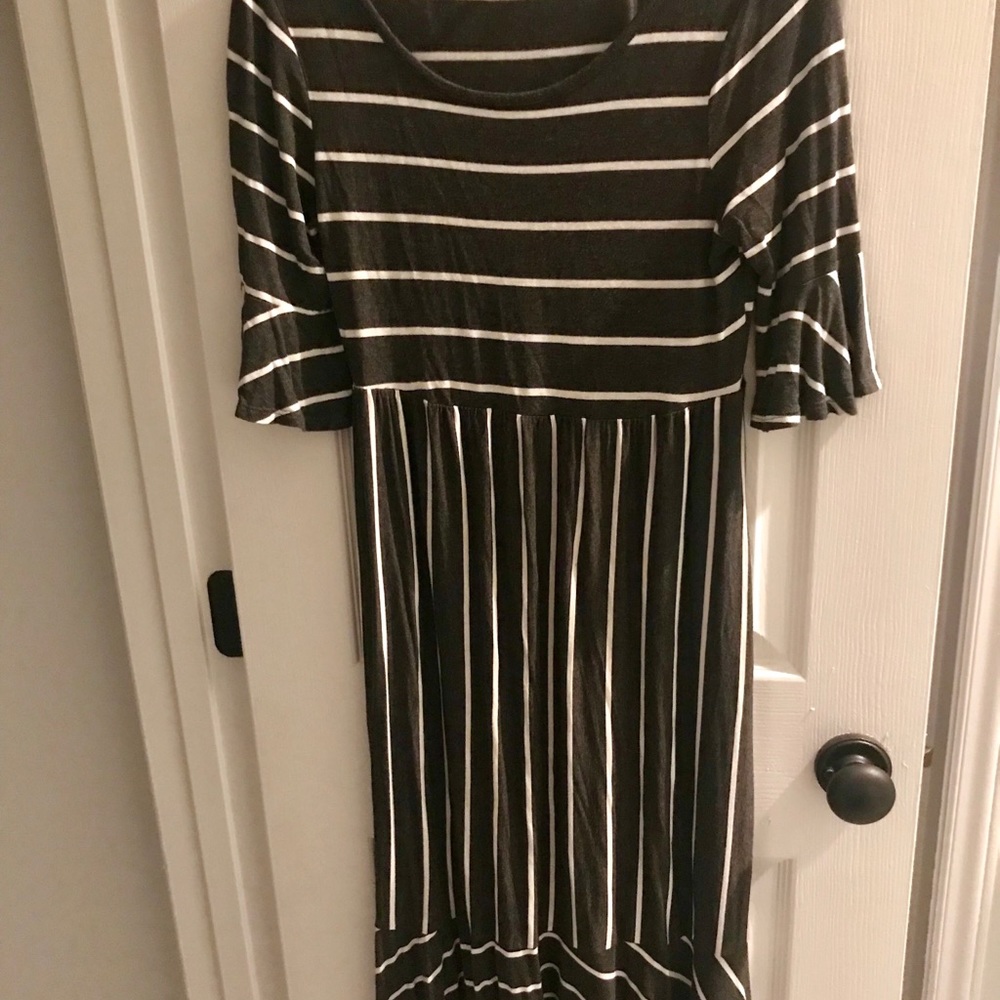 Pinkblush grey and white stripe dress